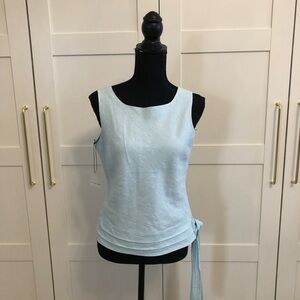 NWT  Linen Light Blue Sleeveless top with slight silver treading